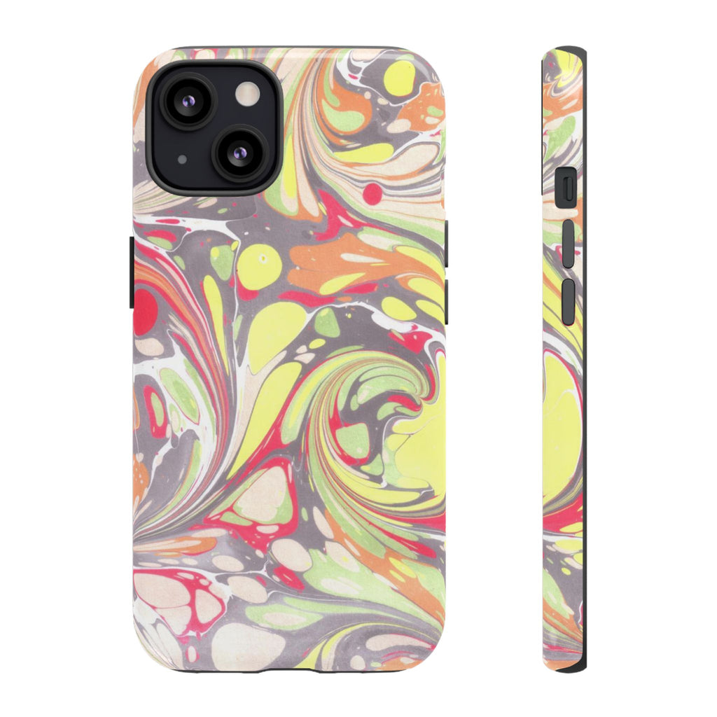 Yellow and Pink Swirl Marbled Italian Phone Case - Dual Layer - Matte or Glossy