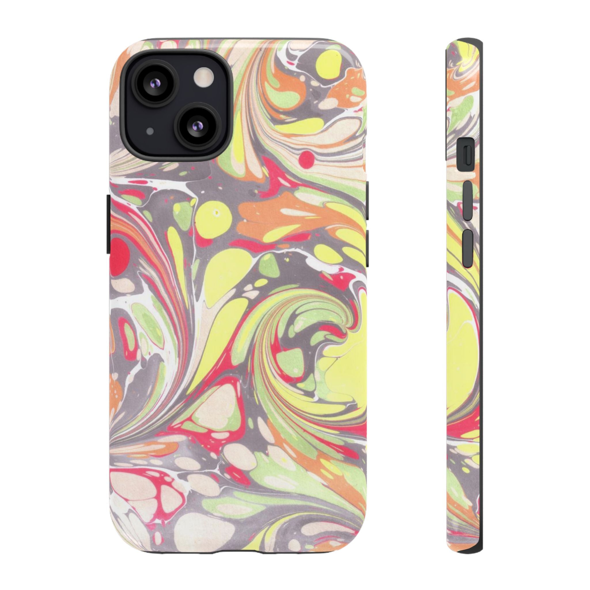 Yellow and Pink Swirl Marbled Italian Phone Case - Dual Layer - Matte or Glossy