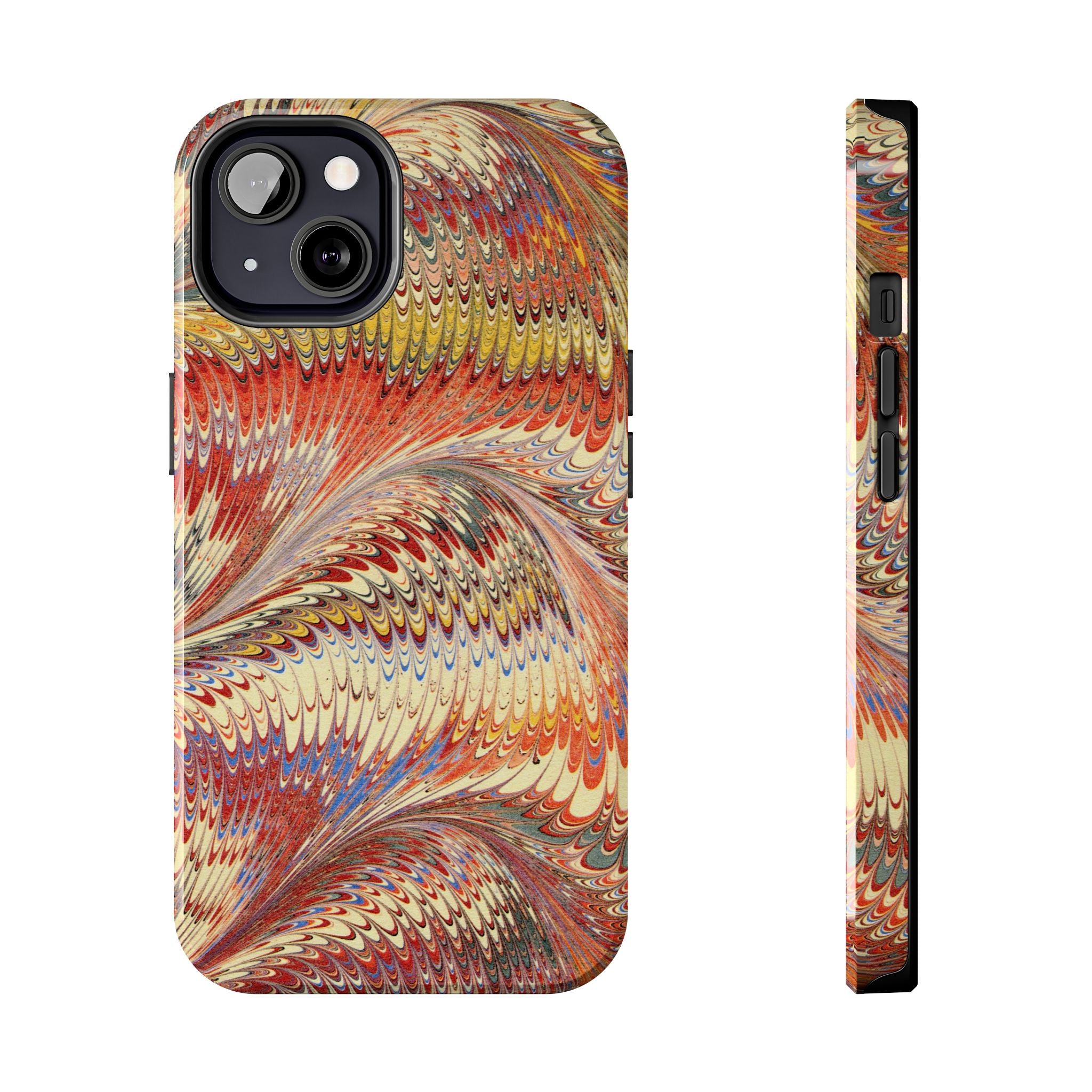 Orange, Rust and Gold Marble Italian Tough Phone Case — Durable Marbled Phone Case