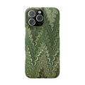 Green Marbled Slim Phone Case — Botanical Swirl Pattern Slim Case