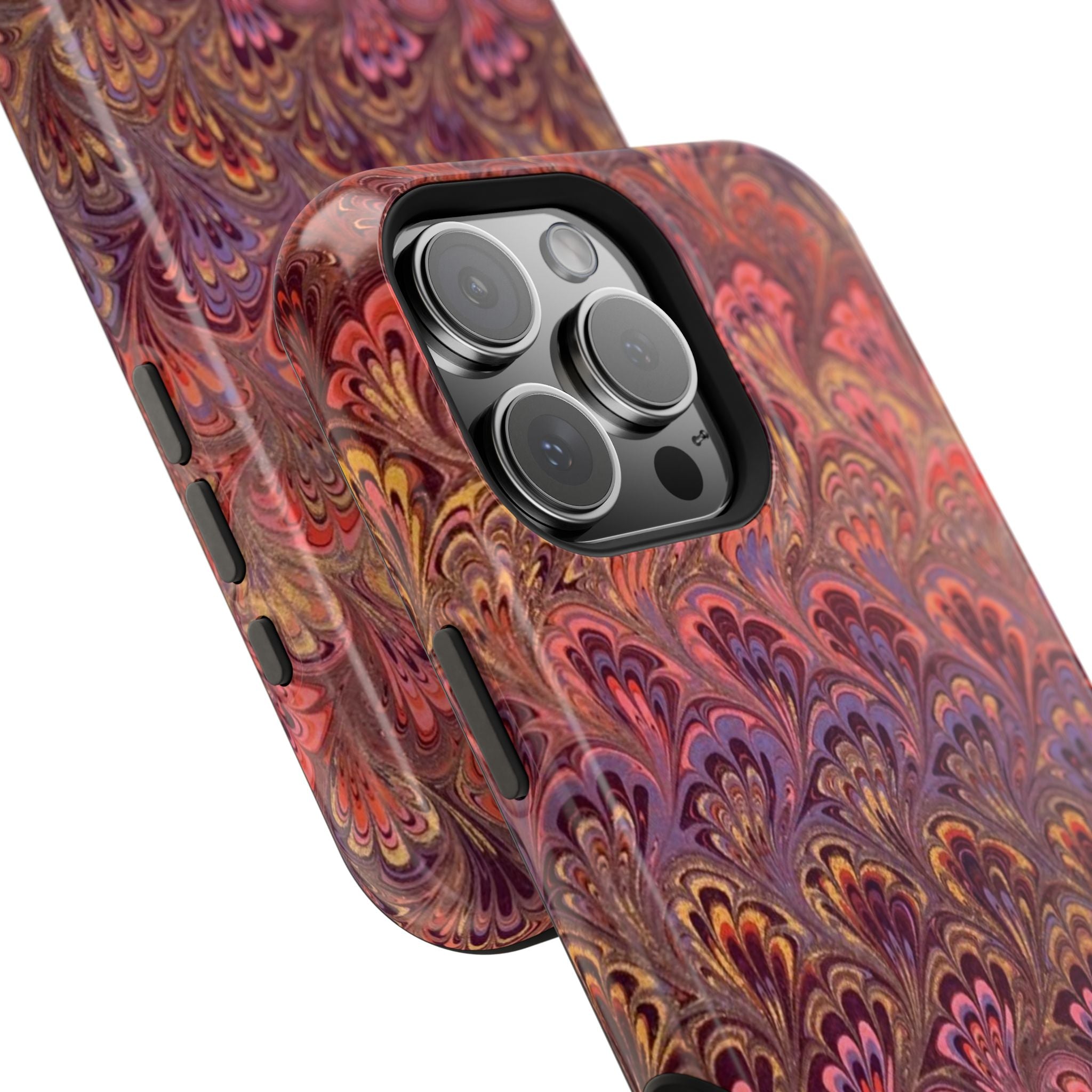 MagSafe Marble iPhone Case — Red, Burgundy, Lavender & Gold Impact-Resistant