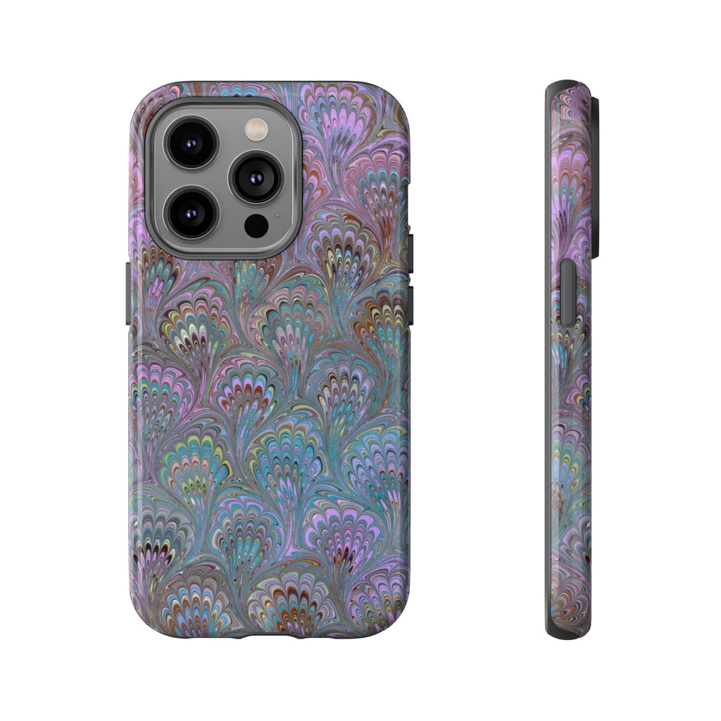 Lavender Marbled Peacock Durable Phone Case - Matte or Glossy