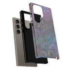 Lavender Marbled Peacock Durable Phone Case - Matte or Glossy