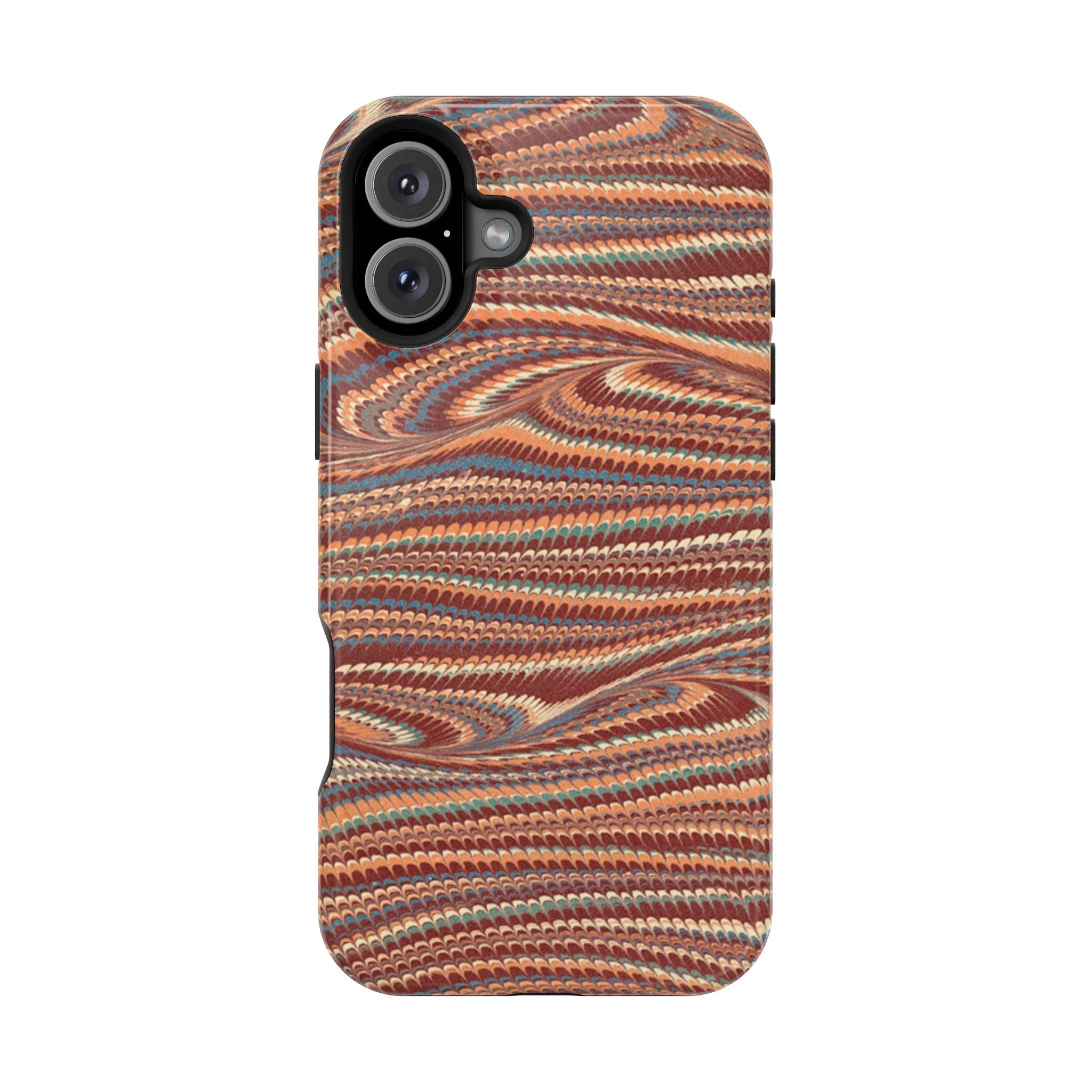 Neutrals Burgundy, Beige, Rust Hues Italian Vintage Marble Design Phone Case for Apple + Samsung
