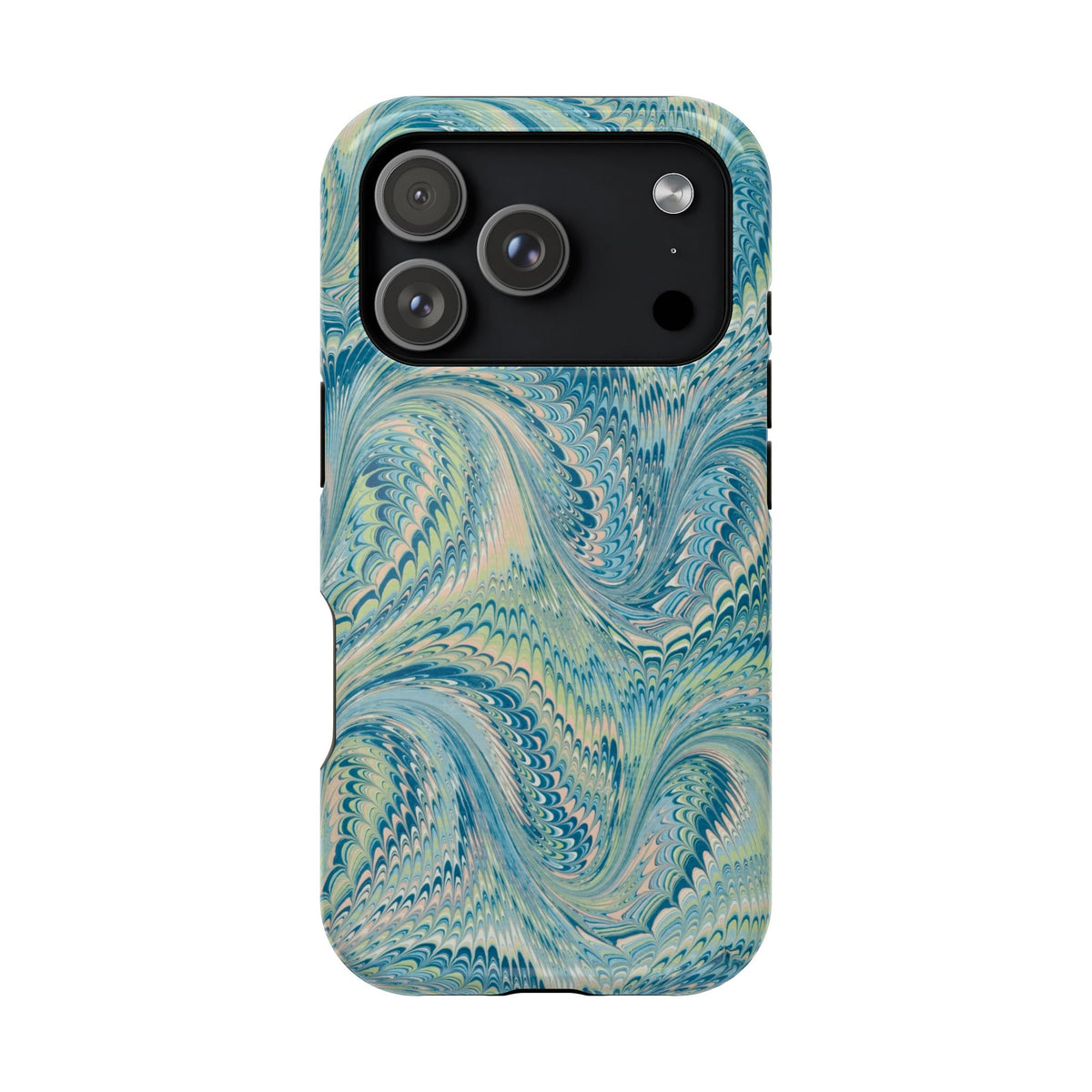 Aqua + Green Marble Phone Case - Impact-Resistant MAG SAFE - Dual Cover Design