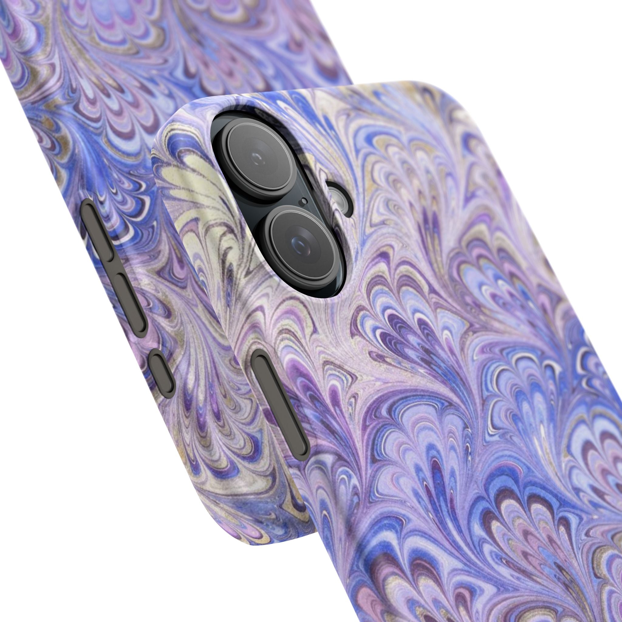 Marbled Feather Lavender + Purple Swirl - Single Layer Slim Phone Case