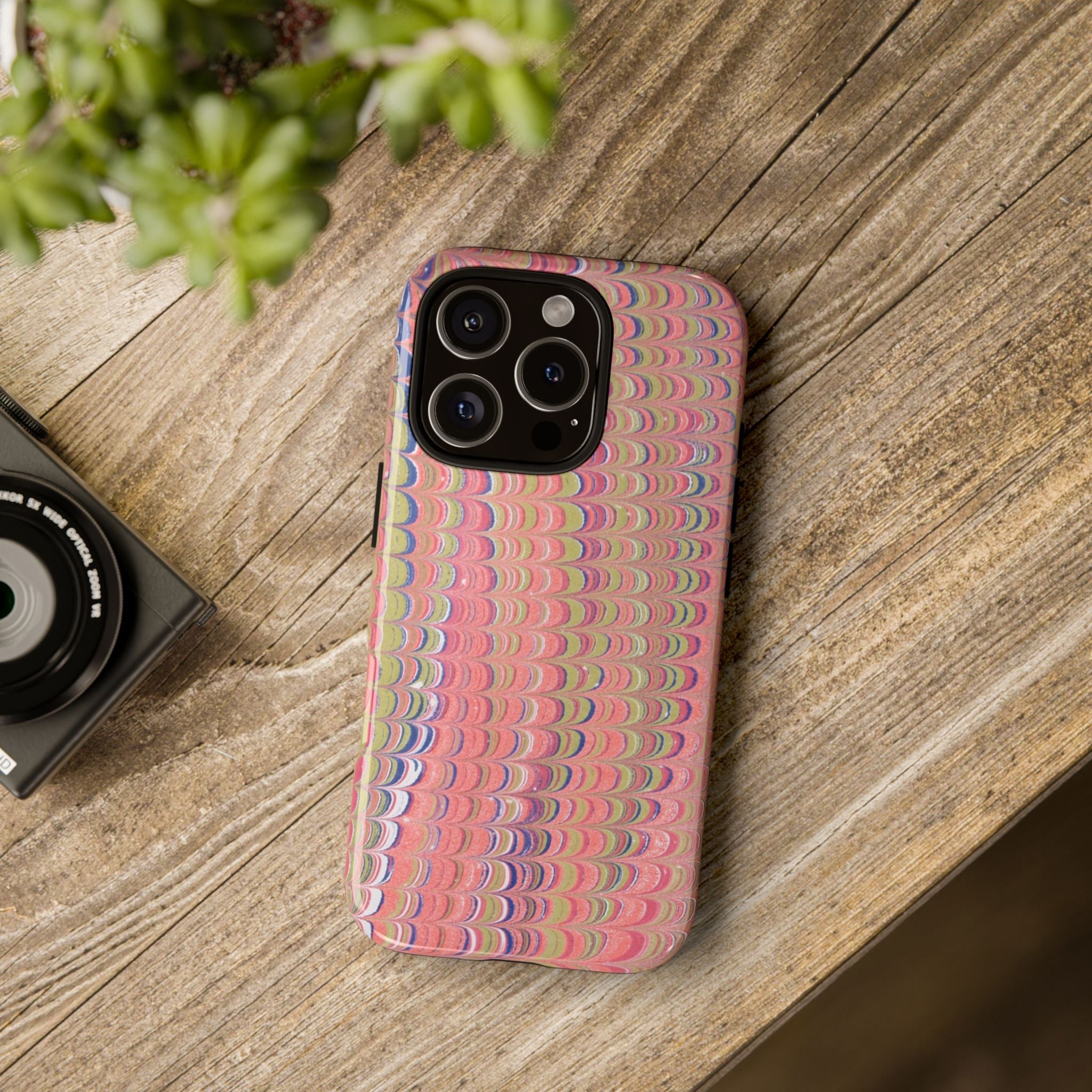 Pink Pastels Feather Marbled Vintage Design iPhone 16 + Samsung + Apple + Google - all models