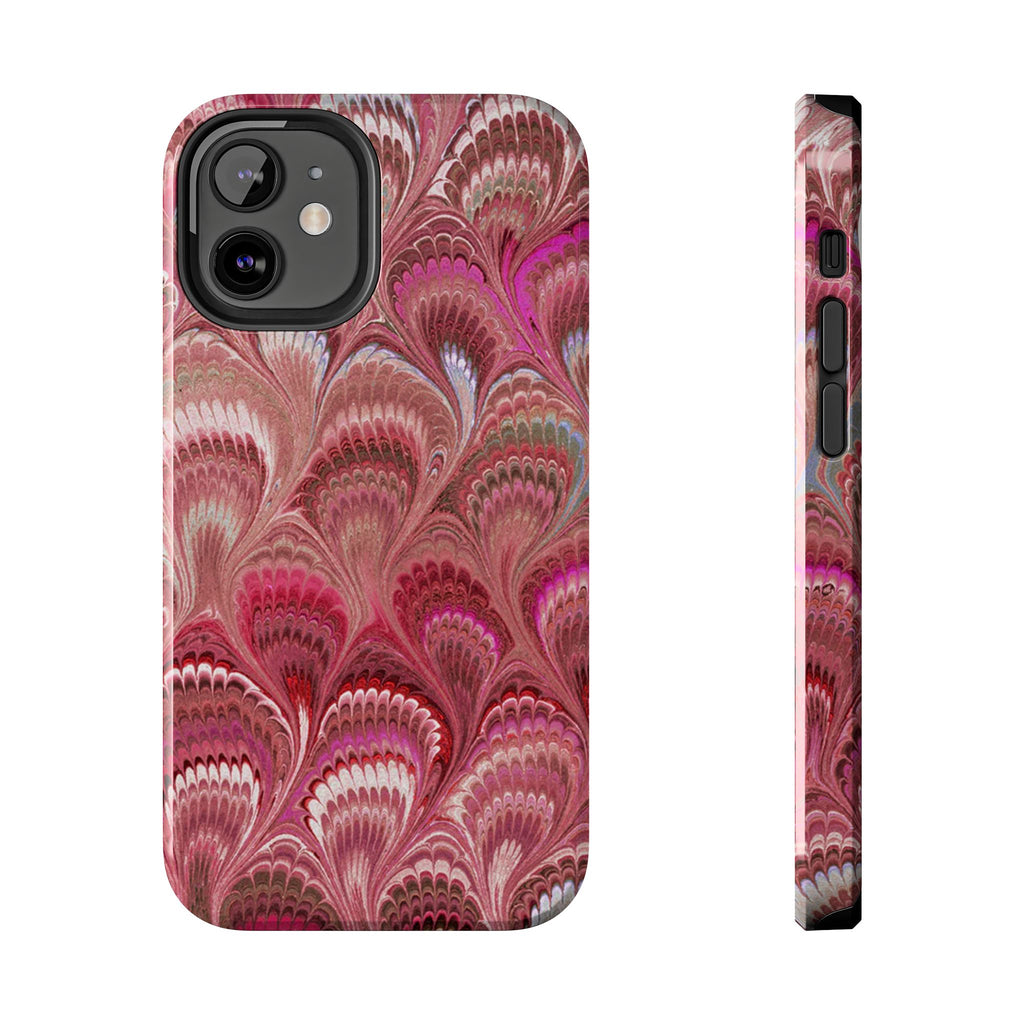 Pink Peacock Marble Italian Tough Phone Case — Durable Marbled Phone Case