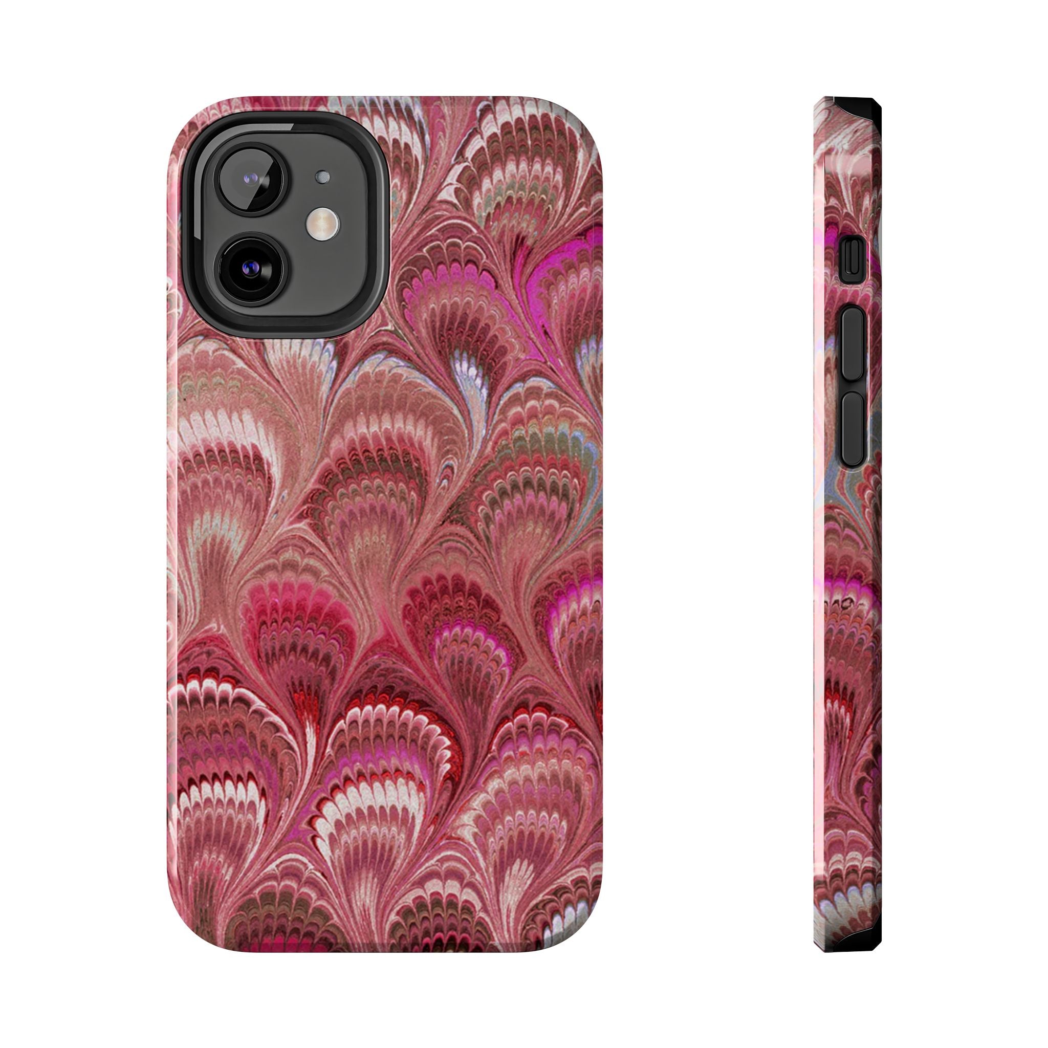 Pink Peacock Marble Italian Tough Phone Case — Durable Marbled Phone Case