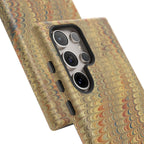 Beige and Blue Marbled Durable Phone Case - Dual Layer - Matte or Glossy