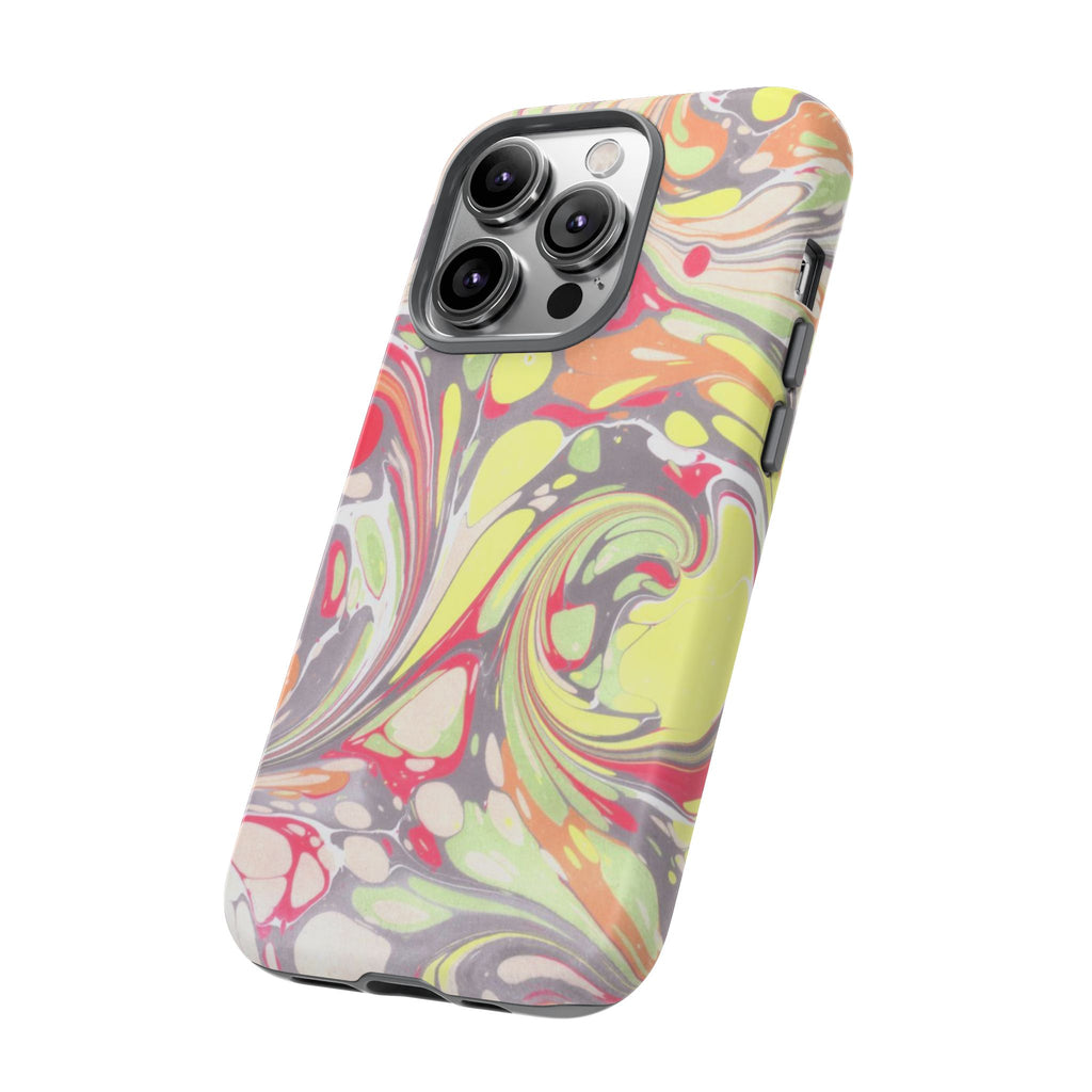 Yellow and Pink Swirl Marbled Italian Phone Case - Dual Layer - Matte or Glossy