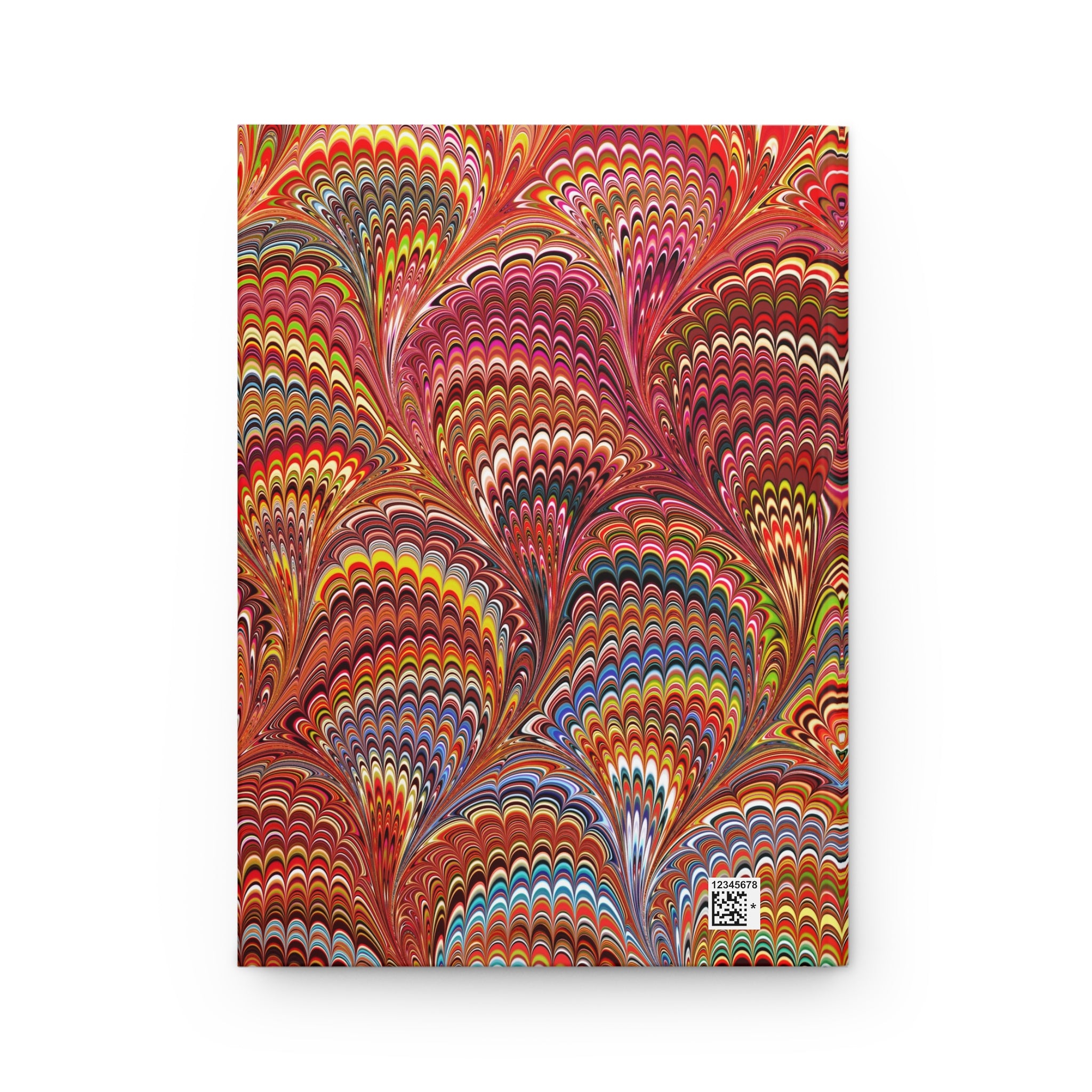 Red Vintage Italian Feather Marble Design Hardcover Journal Matte