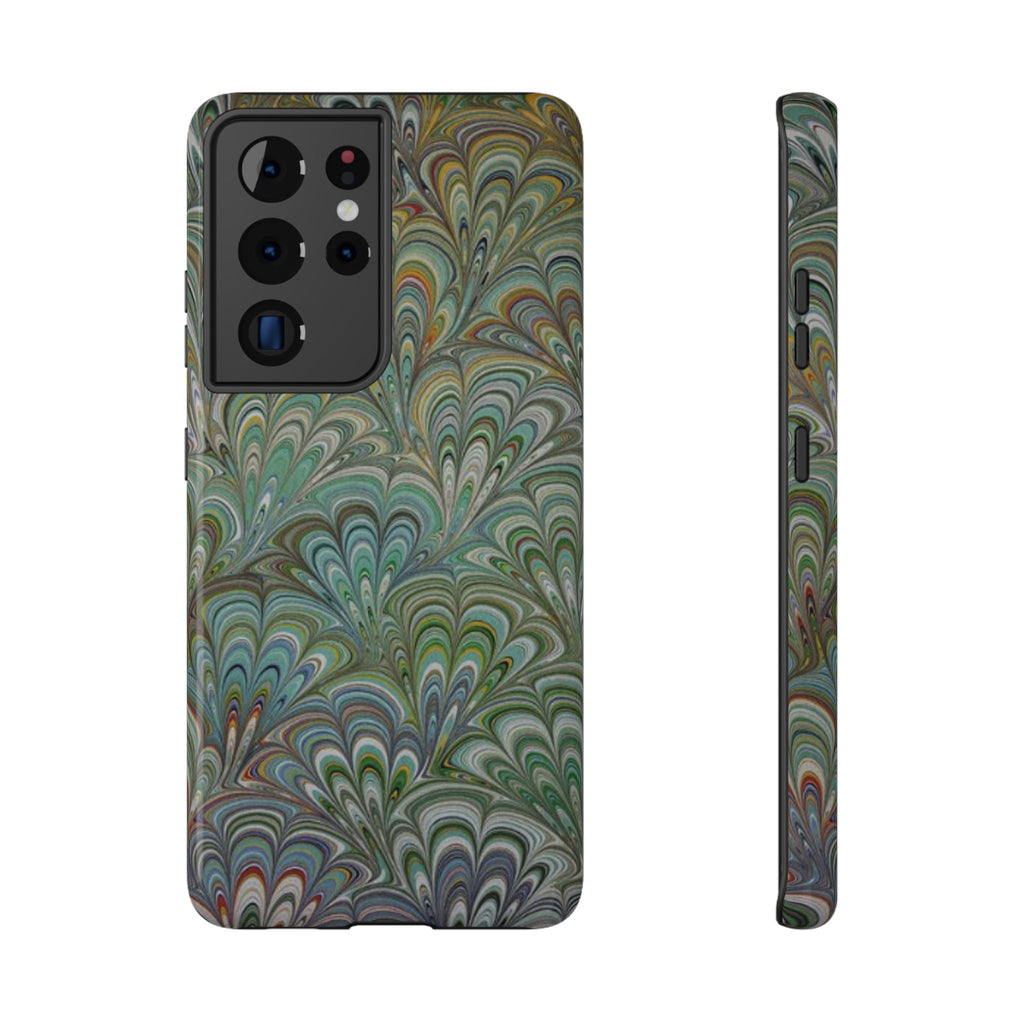 iPhone17 + All Models Phone Cases, Italian Peacock Feather Design, Stylish Impact-Resistant Shell, Protective Cover, Green Peacock Print