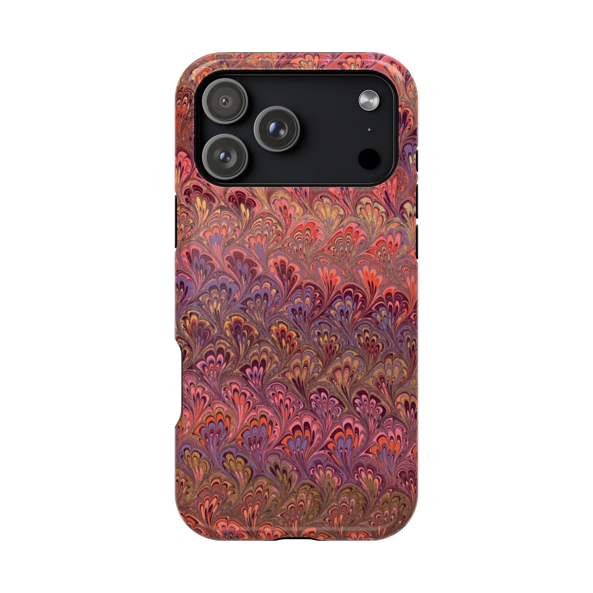Red, Burgundy, Lavender, and Gold - Mag Safe Marble iPhone Case - Impact-Resistant Dual Layer