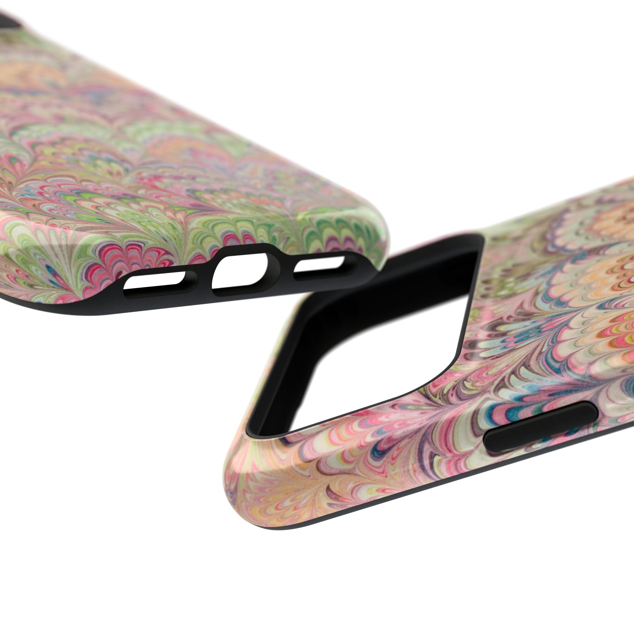 Marbled Pastel Pink and Green Impact-Resistant Phone Case for Apple + Samsung