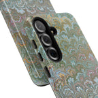 Blue and Green Feather Marbled Phone Case — Dual Layer - Tough Protective Phone Cover