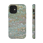 Blue and Green Feather Marbled Phone Case — Dual Layer - Tough Protective Phone Cover