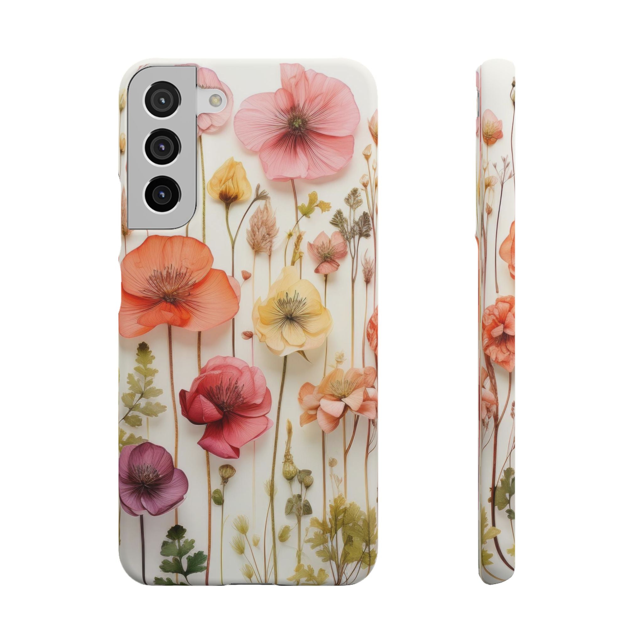 Pink Floral Pressed Flowers - Slim Case