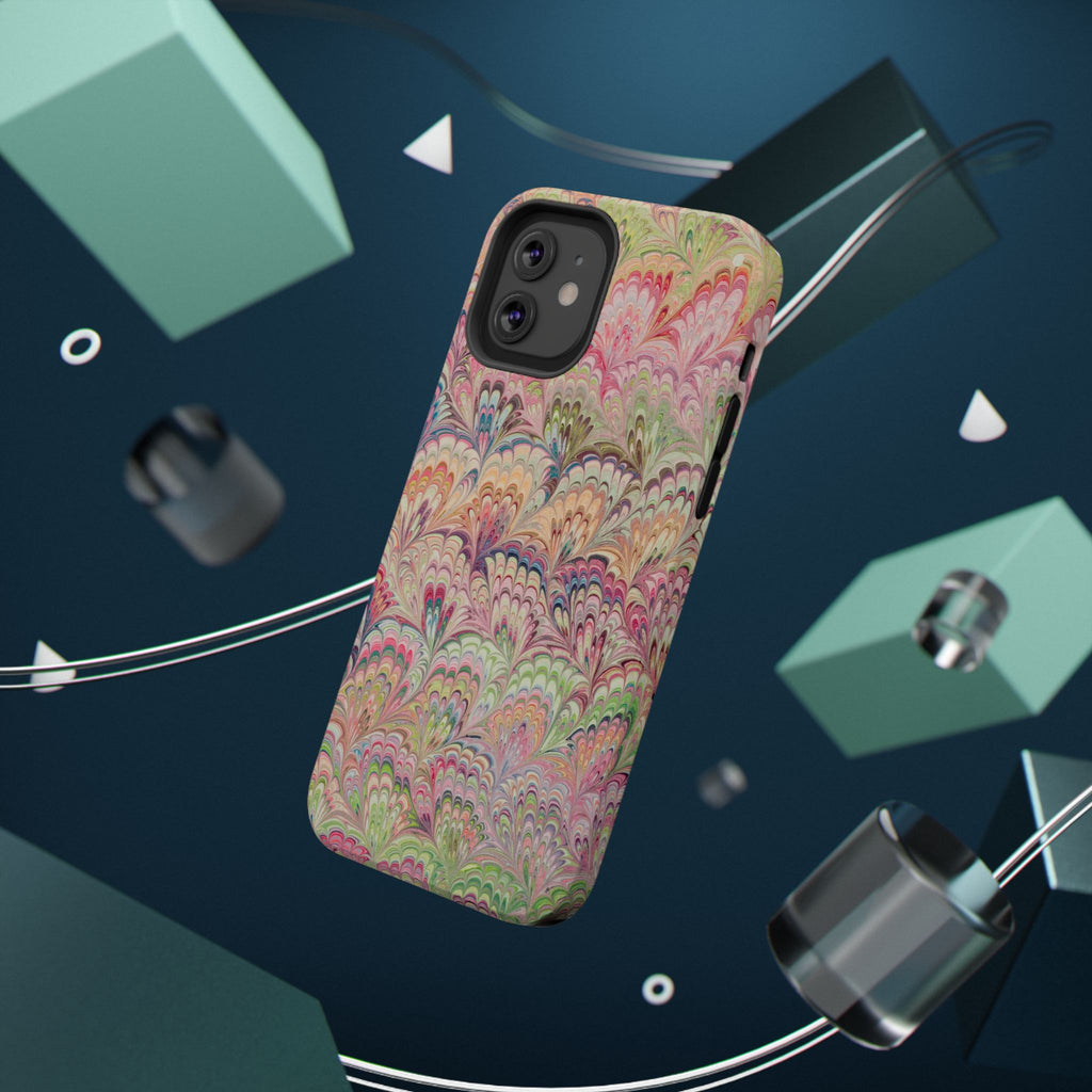 Marbled Pastel Pink and Green Impact-Resistant Phone Case for Apple + Samsung