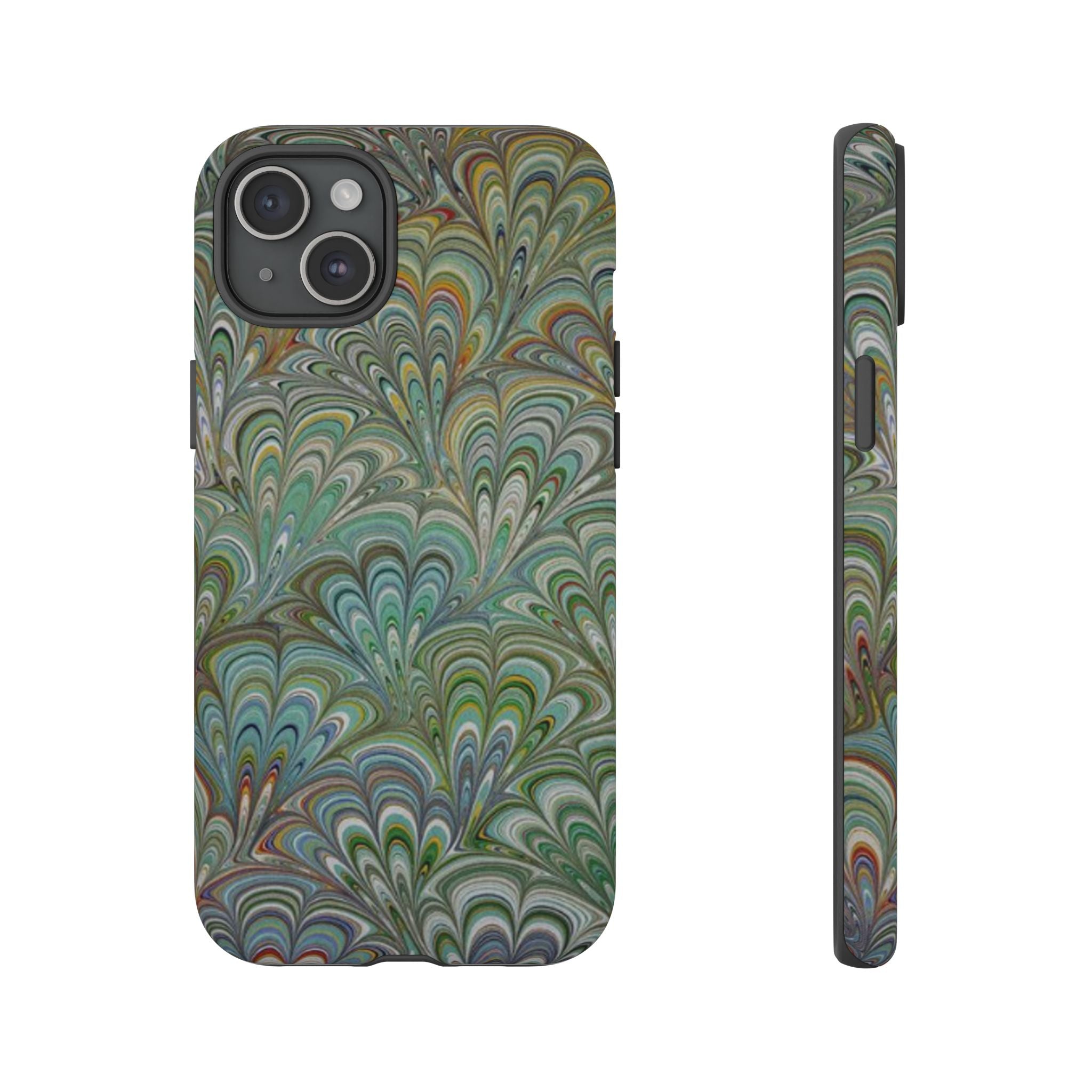 Green Peacock Marbled Phone Case — "Tough Cases" Ultra-Tough Protective Cover