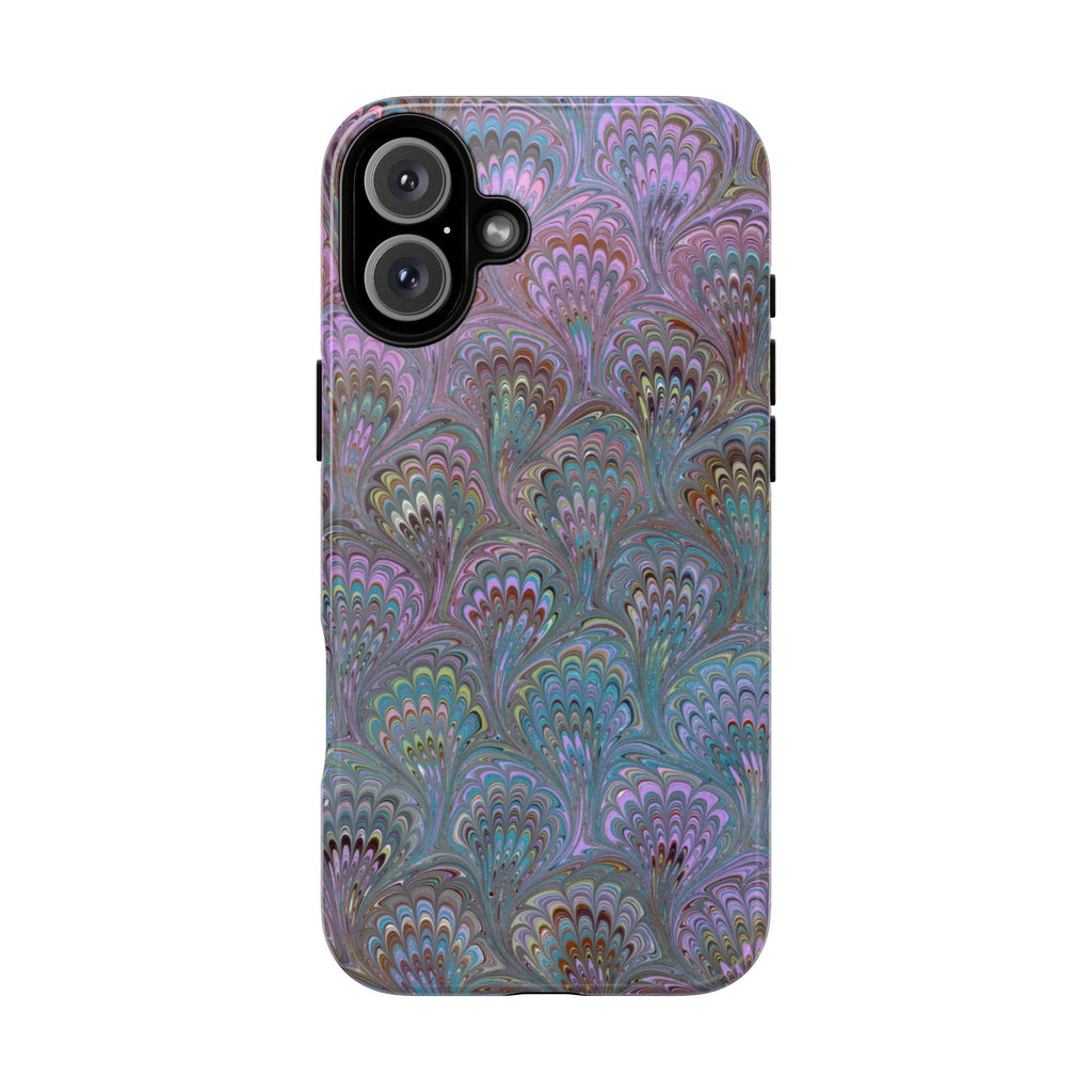 Lavender Marbled Peacock Durable Phone Case - Matte or Glossy
