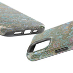 Green, Blue, + White Marbled Peacock - Dual Layer MAG SAFE Phone Case