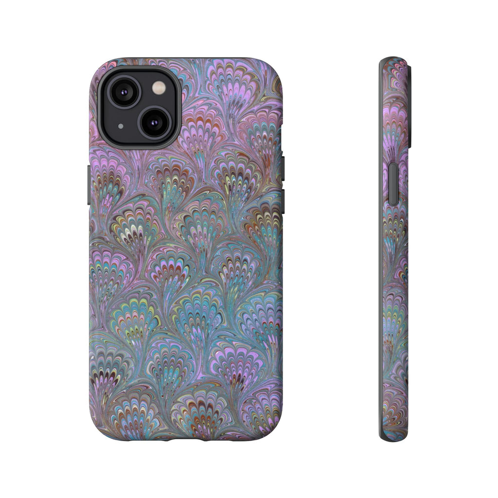 Lavender Marbled Peacock Durable Phone Case - Matte or Glossy