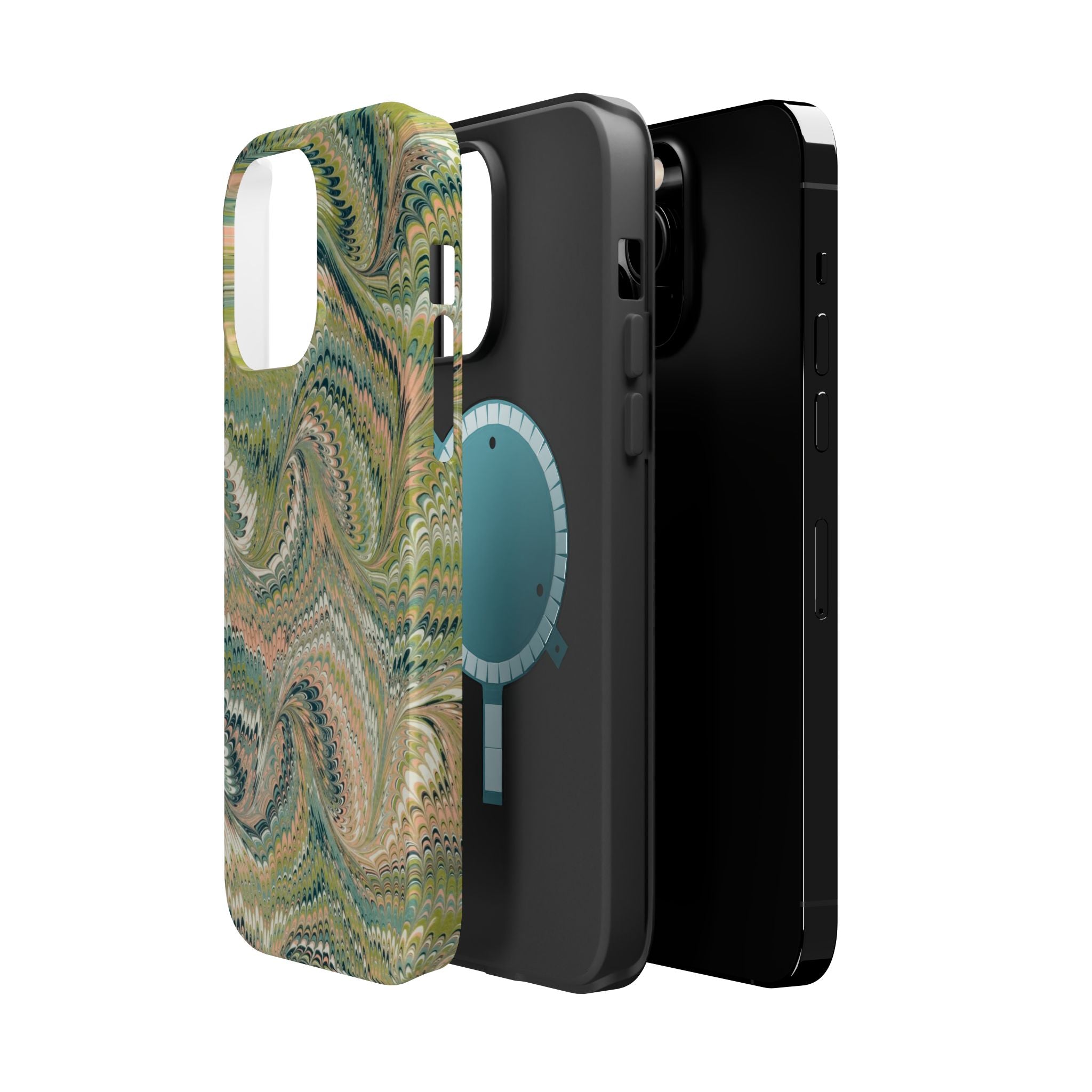 Green Pastel Italian Marble Design Magnetic MAG SAFE High Impact iPhone Cases