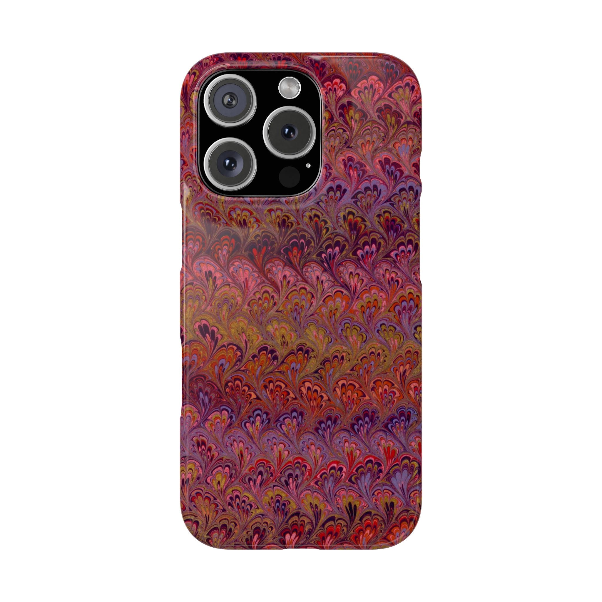 Reds, Lavenders, Marbled VIntage Design, Italian Feather Phone Case, Slim Phone Cases, IPHONE16 and all sizes