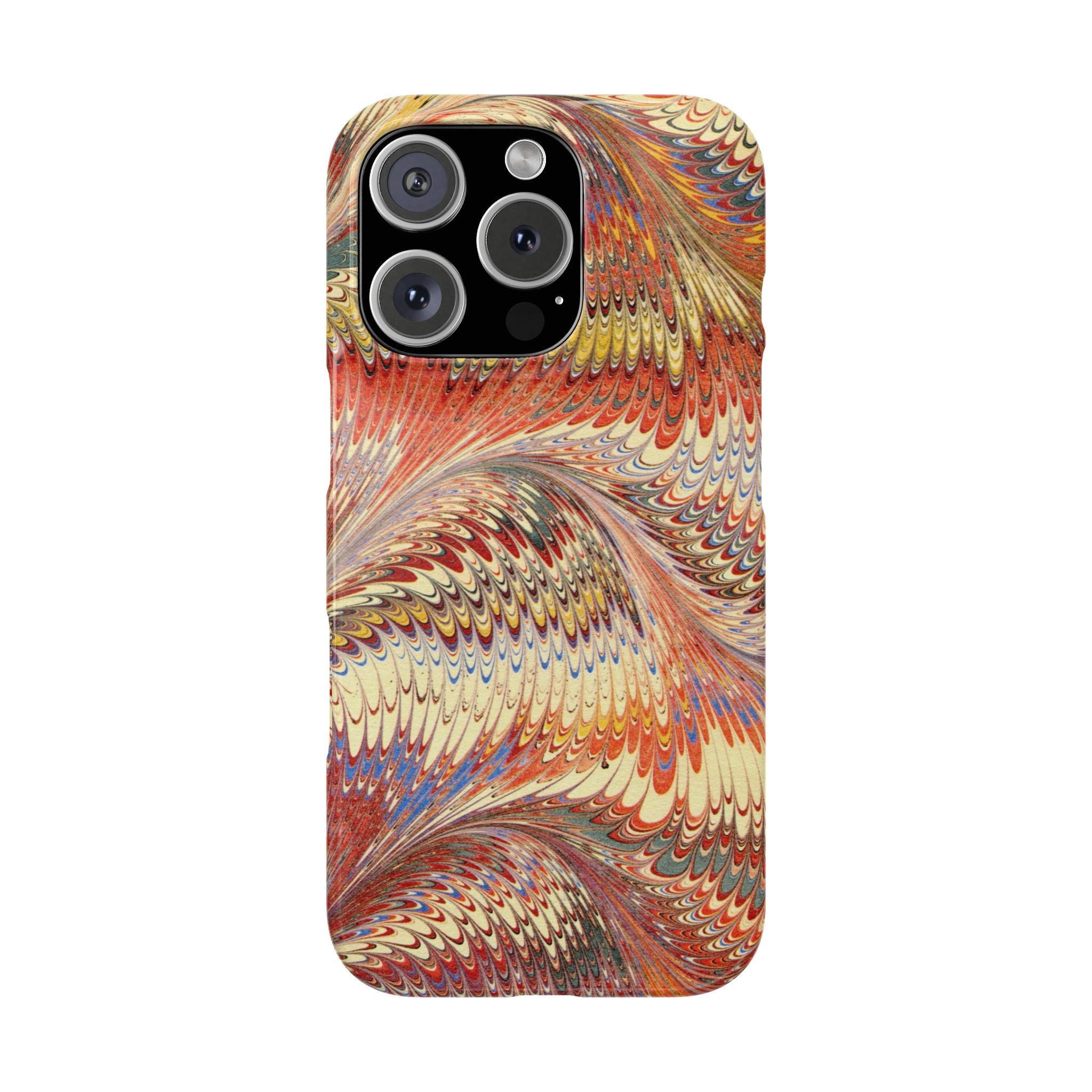 Rust, Orange, Yellow Marbled Swirl - Single Layer Slim Phone Case