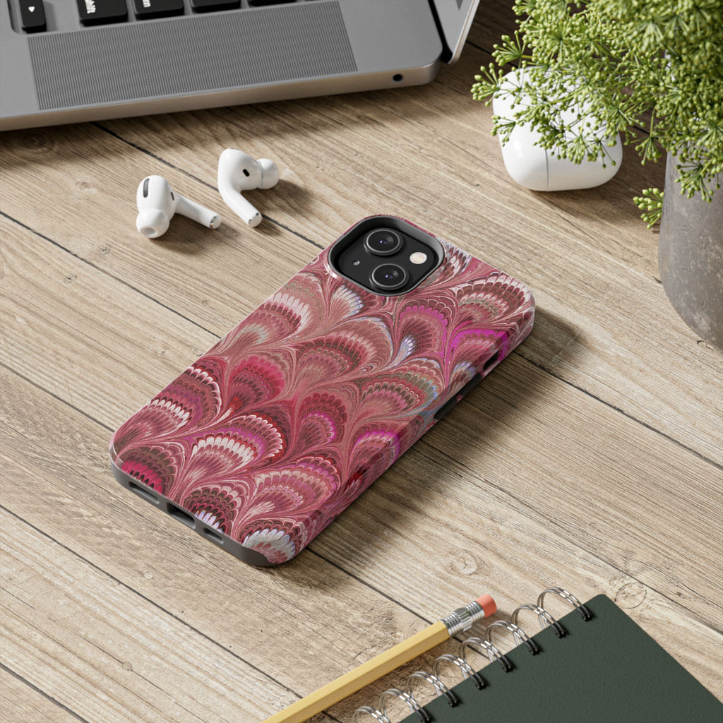 Pink Peacock Marble Italian Tough Phone Case — Durable Marbled Phone Case