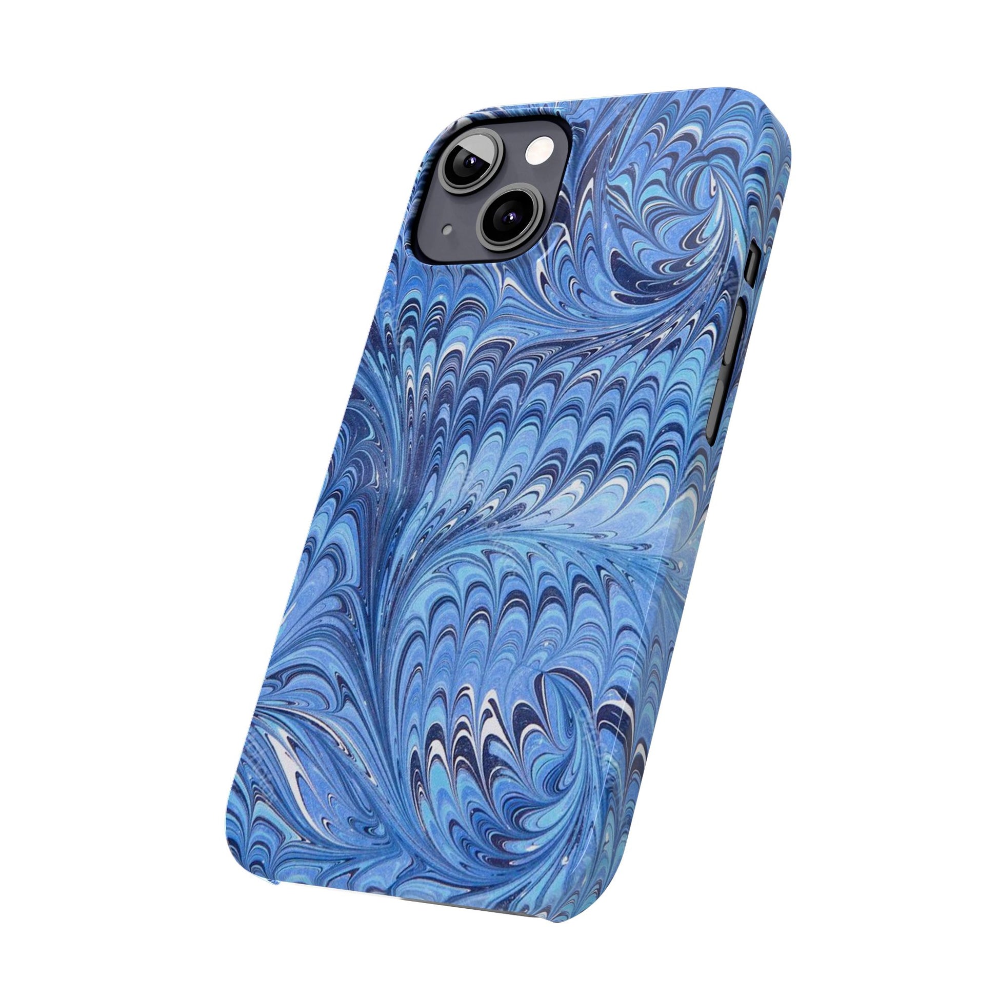 Blue Italian Marbled Design, Green and Blue Pallet, Slim Phone Case