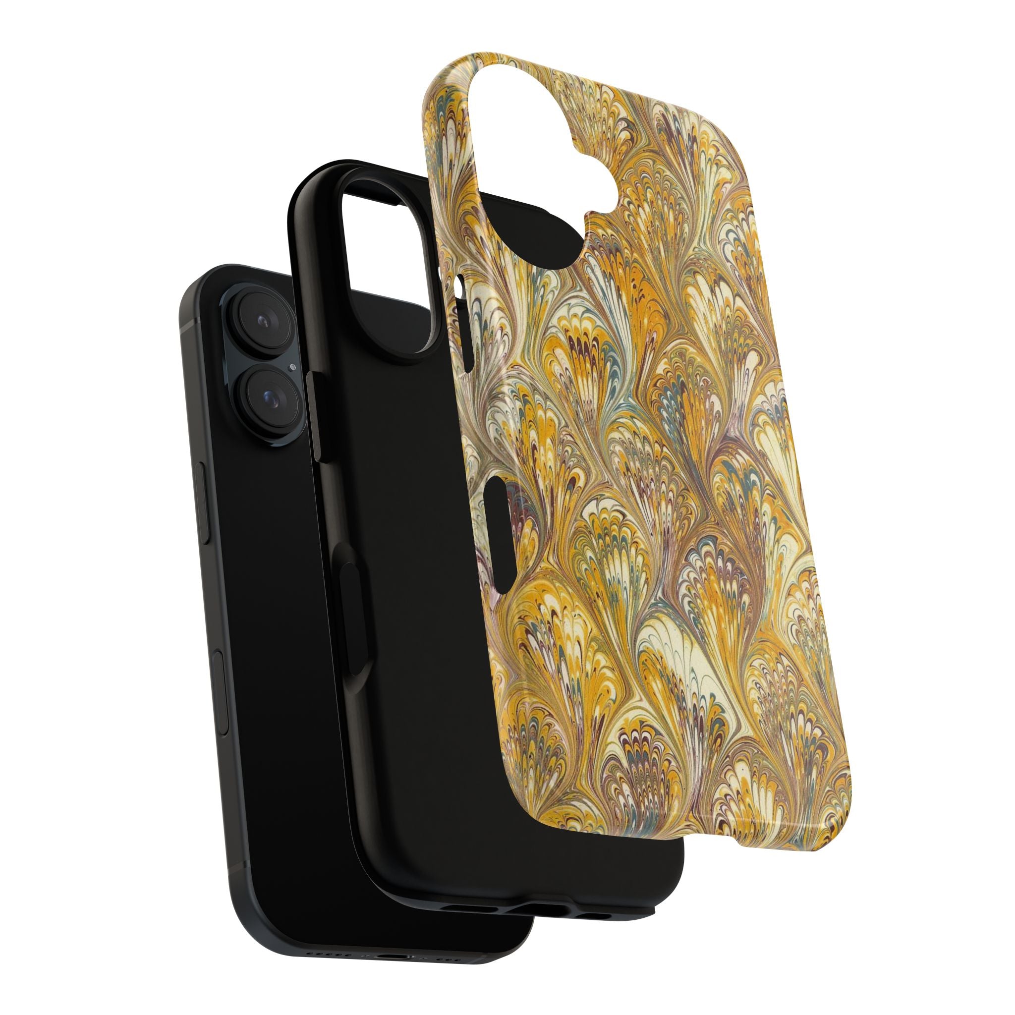 Golden Yellow Marbled Italian Phone Case - Dual Layer - Matte or Glossy