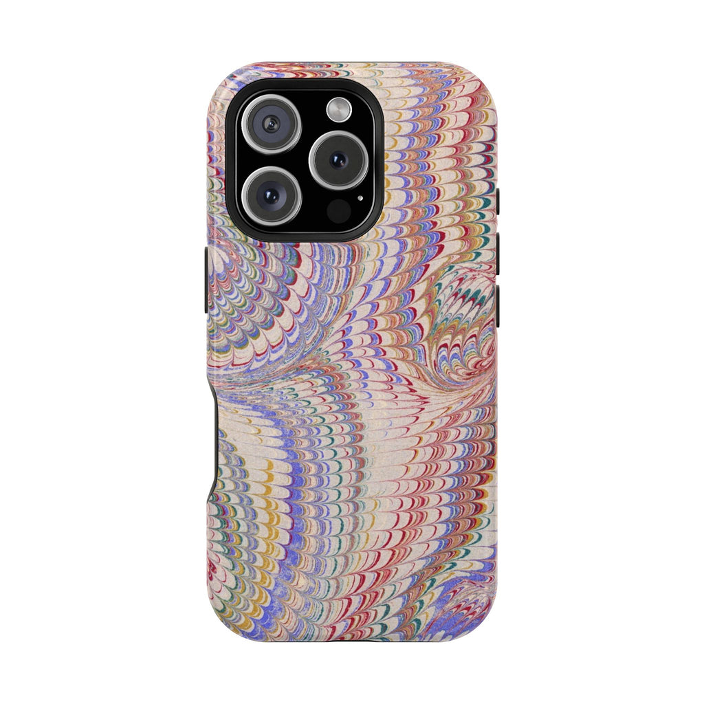 Pink and Lavender Pastel Italian Vintage Feathered Design Dual Layer Durable Phone Case