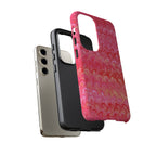 Pink and Gold Marbled Peacock Durable Phone Case - Olive Green and Brown - Matte or Glossy