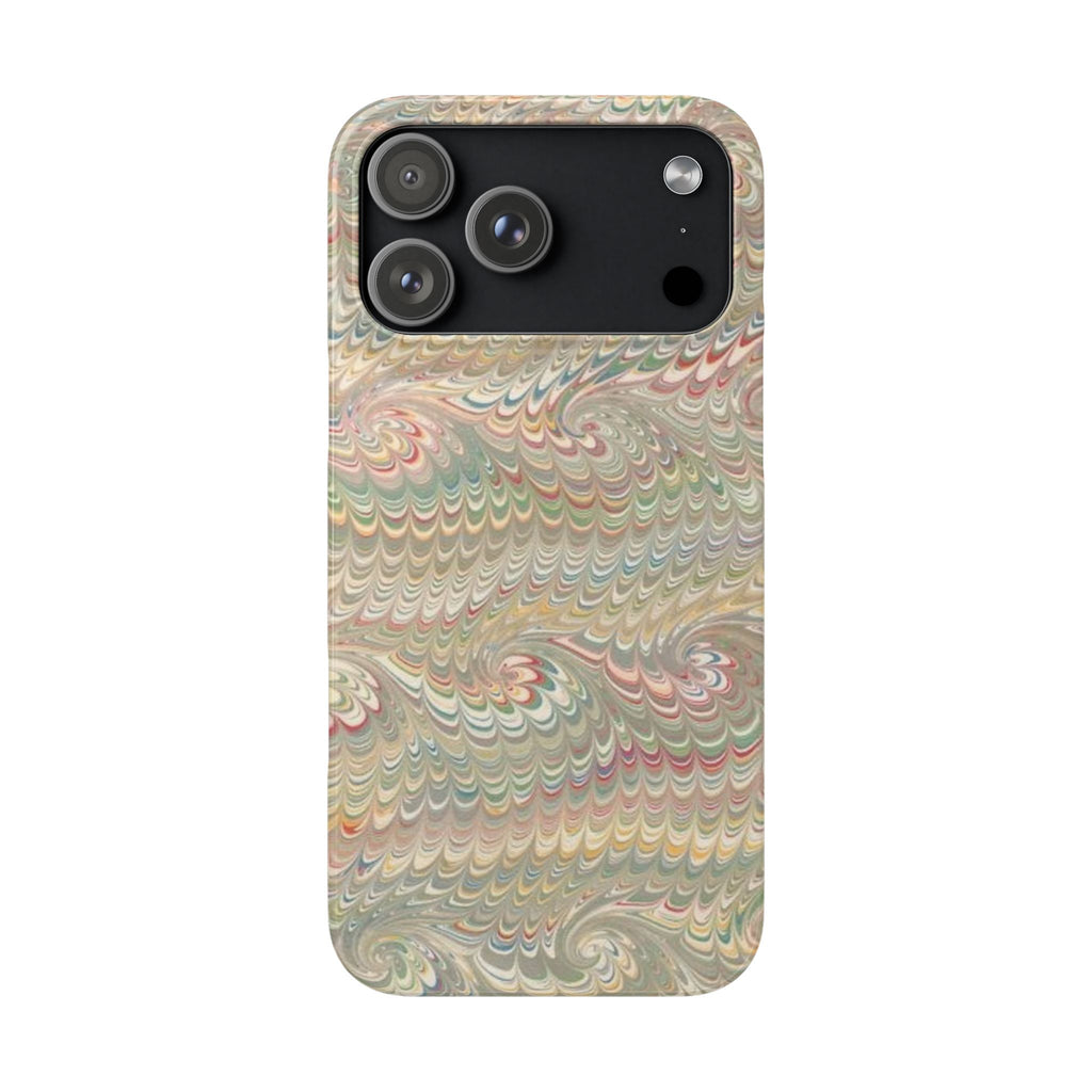 Beige and Pastel Red and Green Swirl Phone Case - Single Layer Slim Case