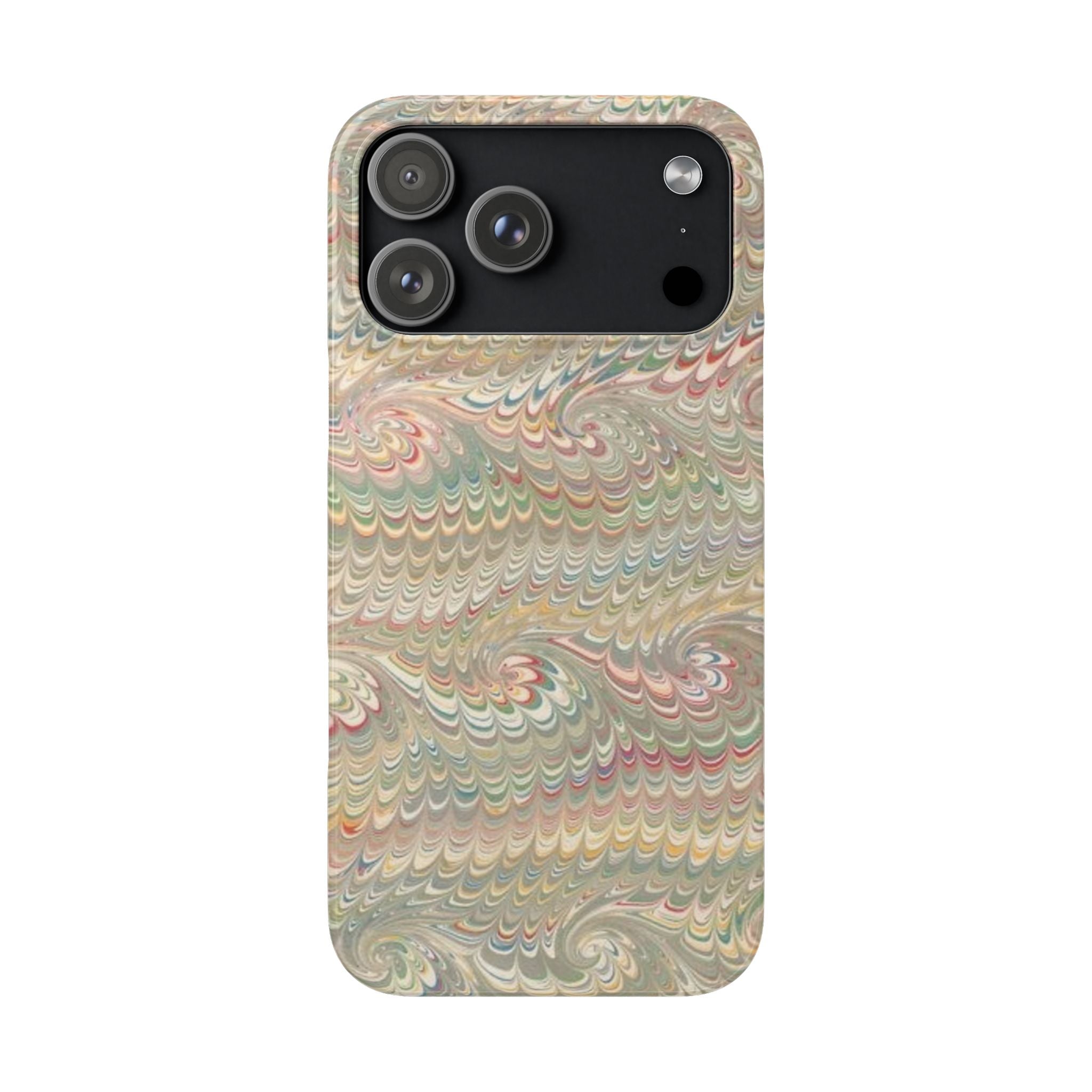 Beige and Pastel Red and Green Swirl Phone Case - Single Layer Slim Case