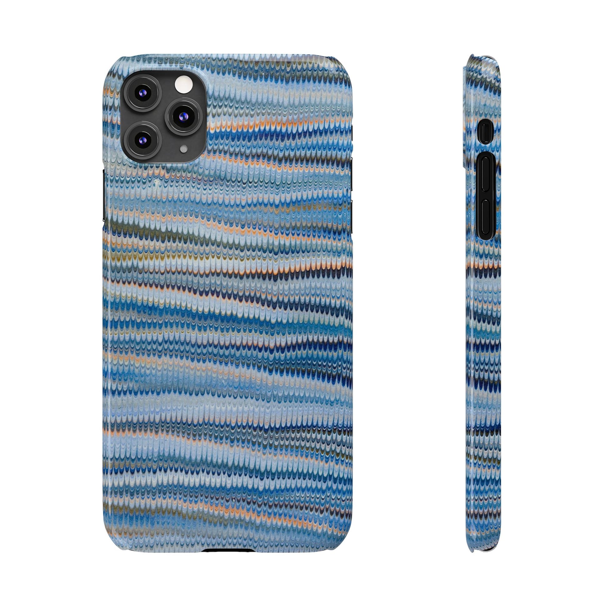 Blue Italian Hand-Painted and Vintage Marbled Inspired Paper Design, Italy Feather Phone Case, iPhone15 Case and all iPhone Case Sizes