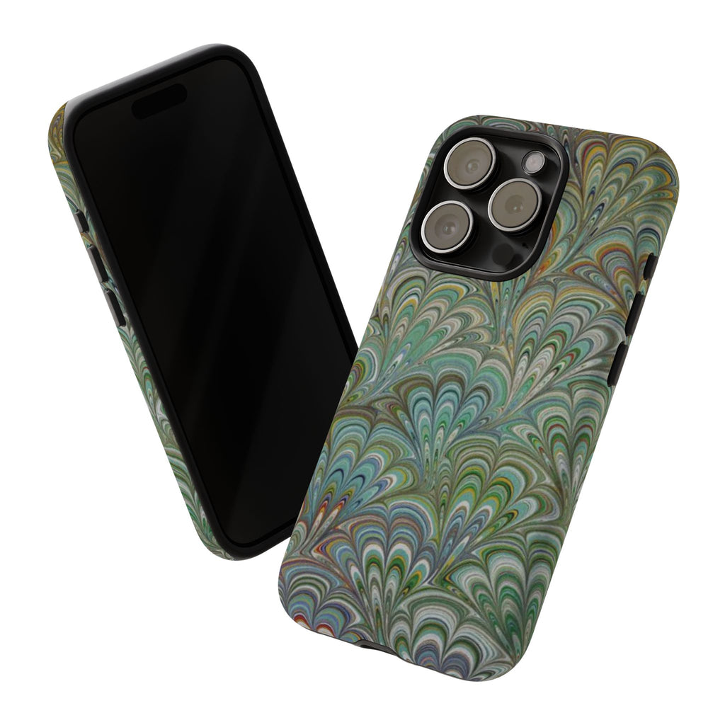 Green Peacock Marbled Phone Case — "Tough Cases" Ultra-Tough Protective Cover