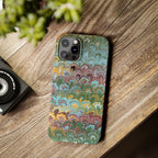 Phone Case with Design from Italy - Marbled "Peacock" Design, Green, Blue, Multi-Color Slim Phone Cases