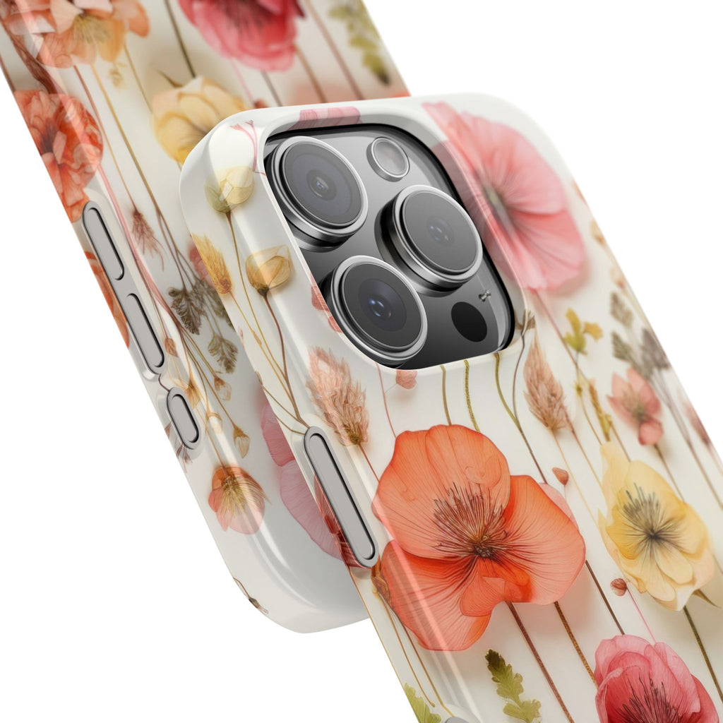 Pink Floral Pressed Flowers - Slim Case