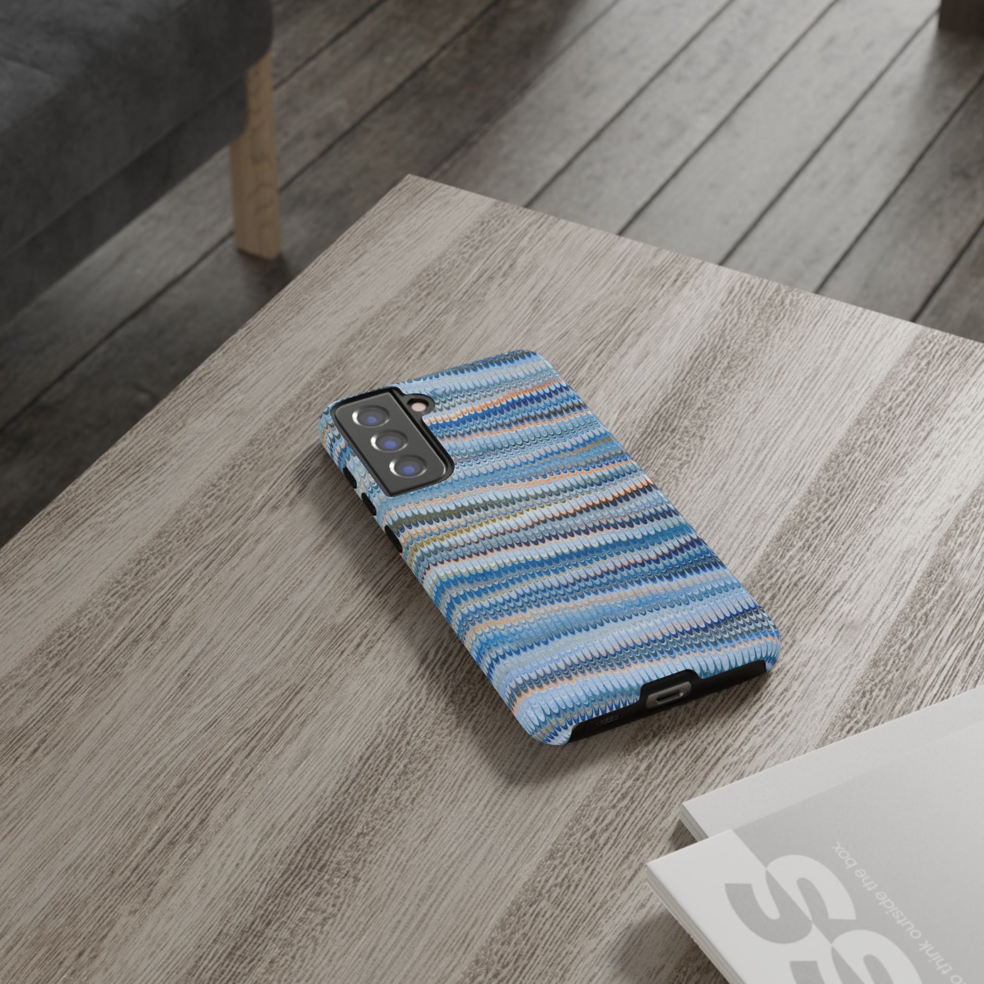 Blue Marbled Phone Cases iPhone 16 + Samsung + Apple + Google - all models, Vintage Marbled Design - Tough Cases