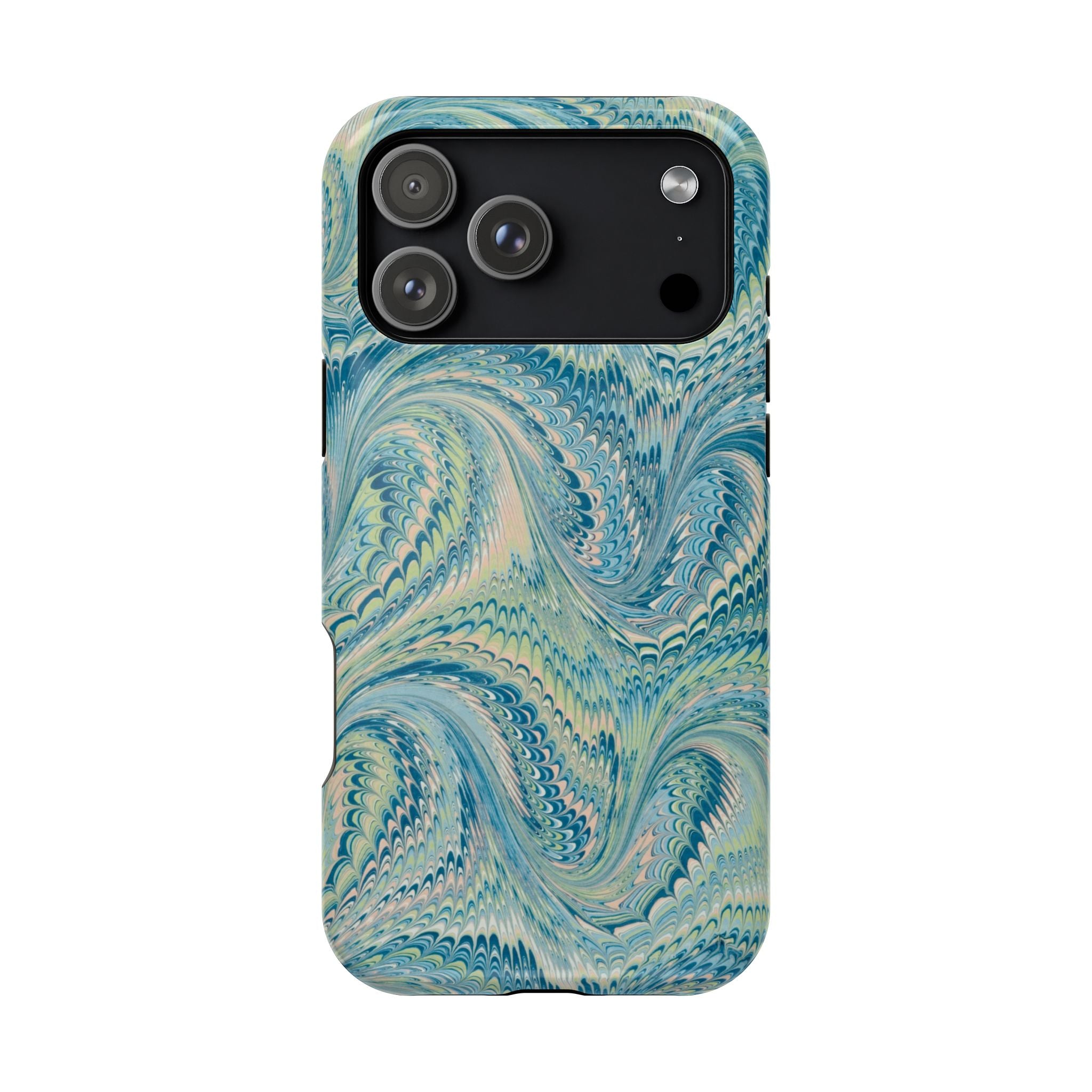 Aqua + Green Marble Phone Case - Impact-Resistant MAG SAFE - Dual Cover Design