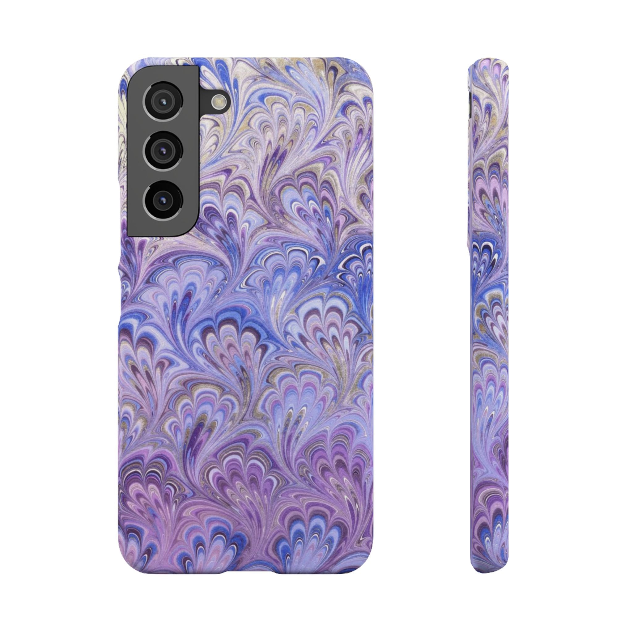 Marbled Feather Lavender + Purple Swirl - Single Layer Slim Phone Case