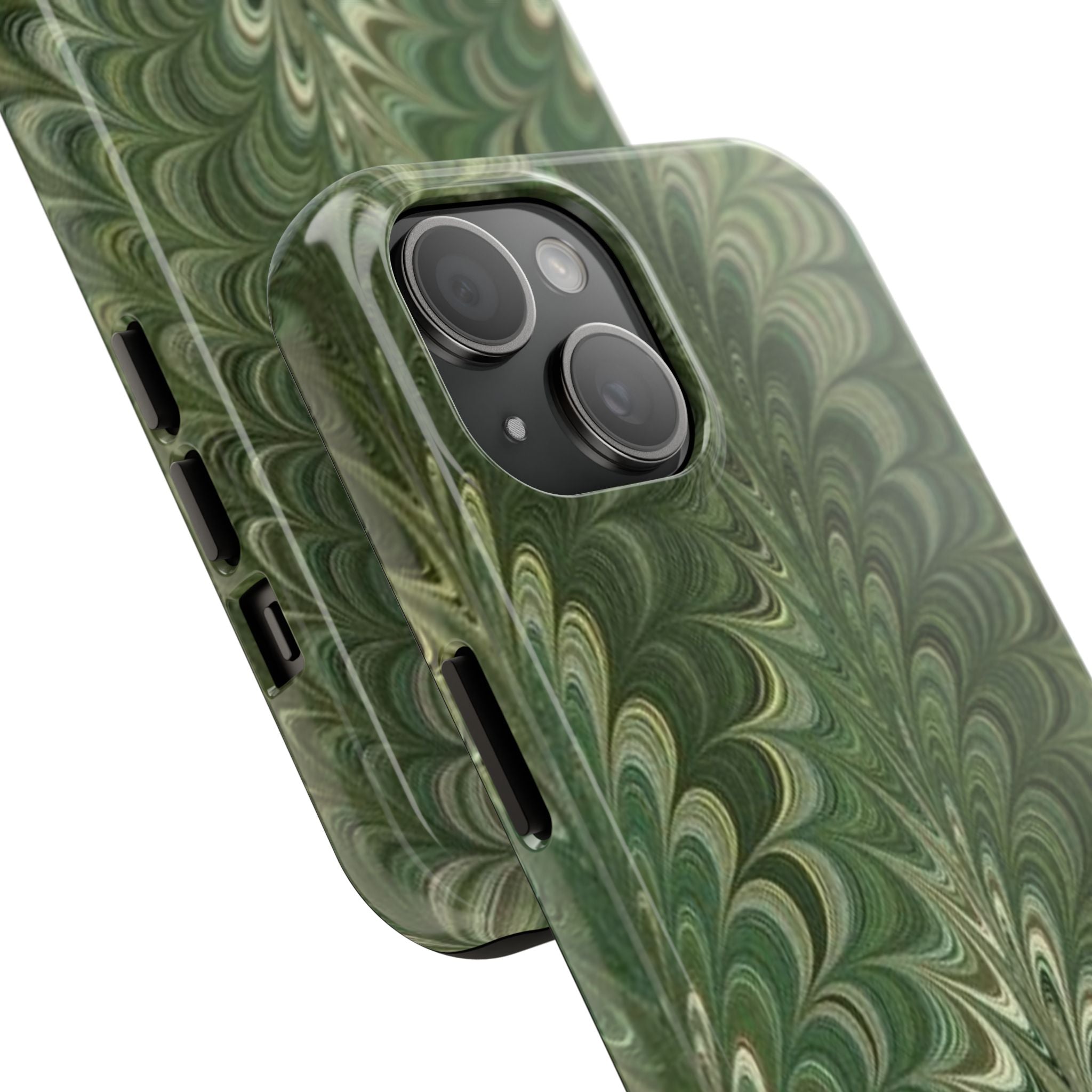 Deep Green Marble Italian Tough Phone Case — Durable Marbled Phone Case