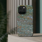 Green, Blue, + White Marbled Peacock - Dual Layer MAG SAFE Phone Case