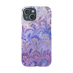 Marbled Feather Lavender + Purple Swirl - Single Layer Slim Phone Case