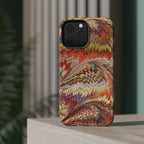 Rust + Gold Italian Marbled Design Magnetic MAG SAFE - Dual Layer Case - Glossy or Matte