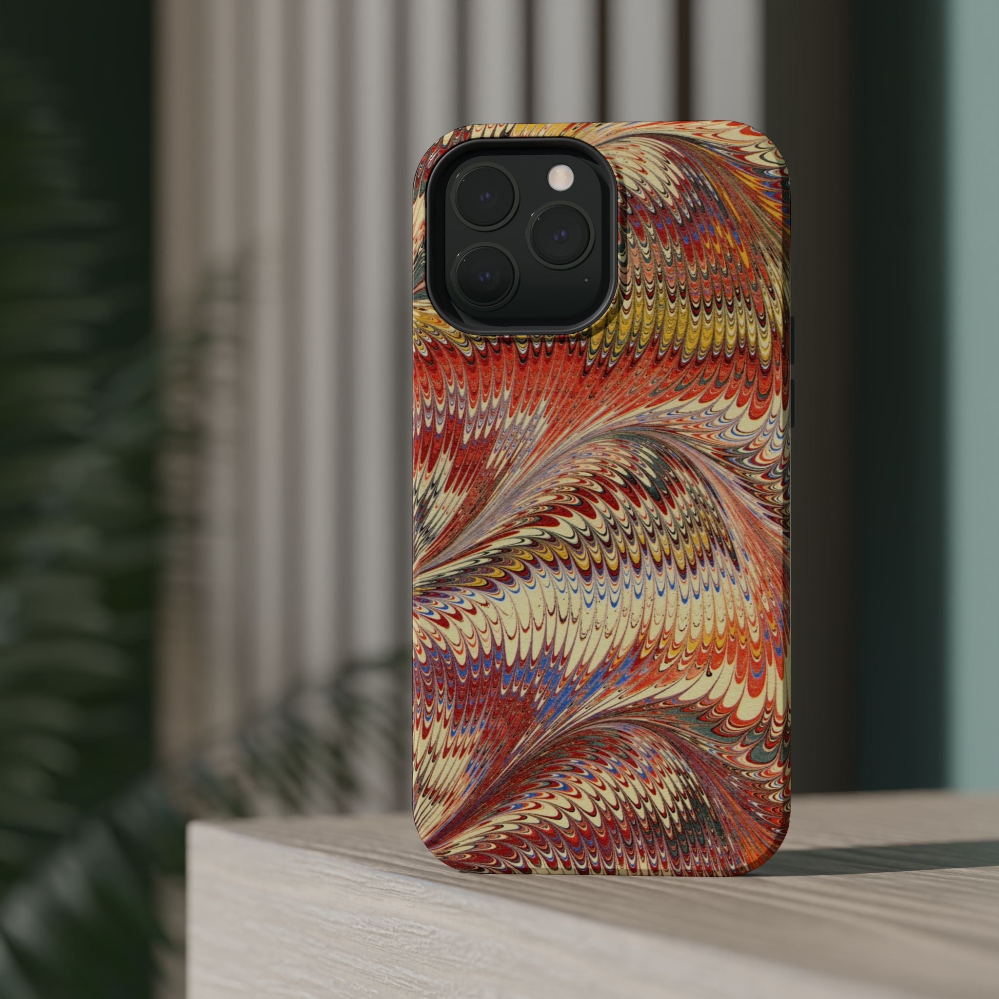 Rust + Gold Italian Marbled Design Magnetic MAG SAFE - Dual Layer Case - Glossy or Matte