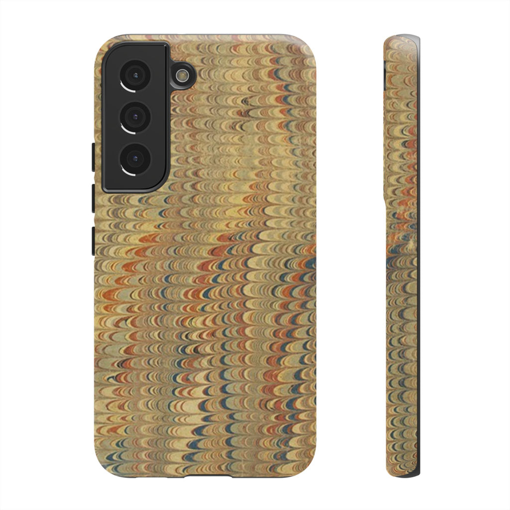 Beige and Blue Marbled Durable Phone Case - Dual Layer - Matte or Glossy